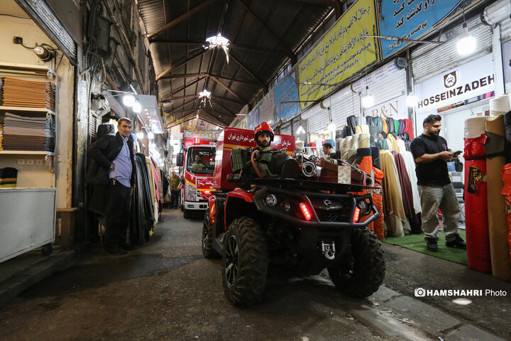 تجهیزات ویژه آتش نشانی تهران برای حریق بازار