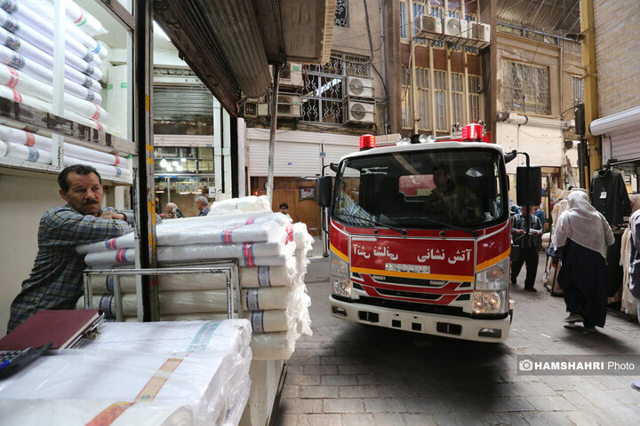 تجهیزات ویژه آتش نشانی تهران برای حریق بازار