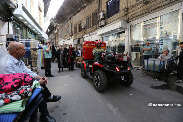 تجهیزات ویژه آتش نشانی تهران برای حریق بازار