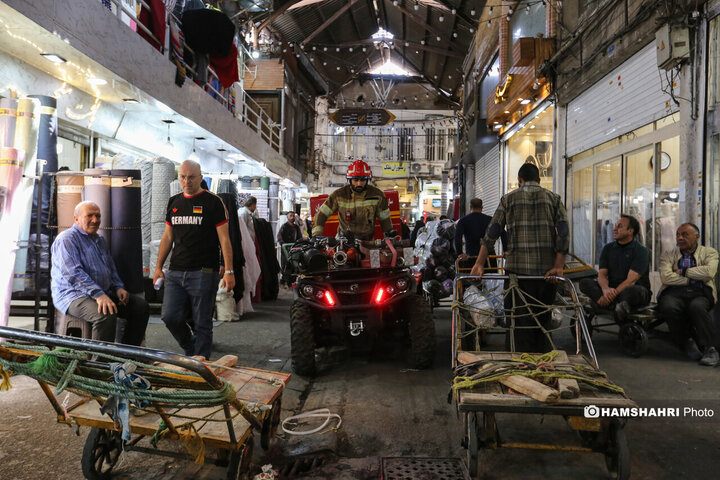 تجهیزات ویژه آتش نشانی تهران برای حریق بازار