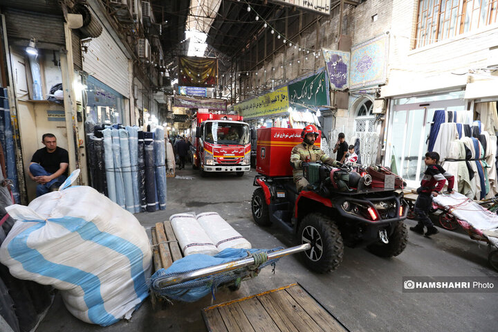 تجهیزات ویژه آتش نشانی تهران برای حریق بازار