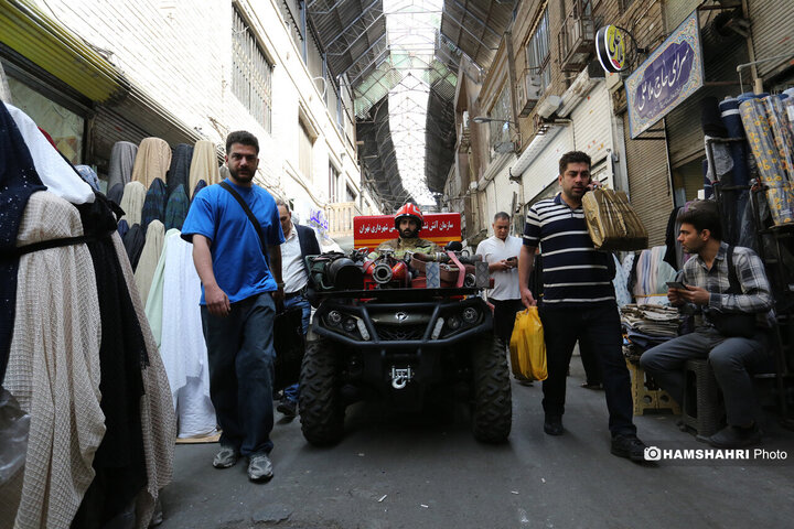 تجهیزات ویژه آتش نشانی تهران برای حریق بازار