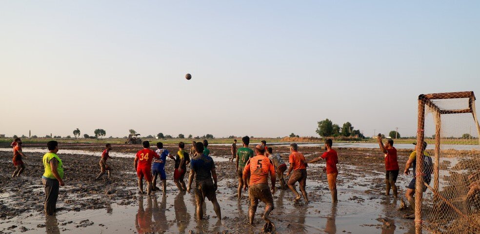 فوتبال و والیبال در شالیزار؟