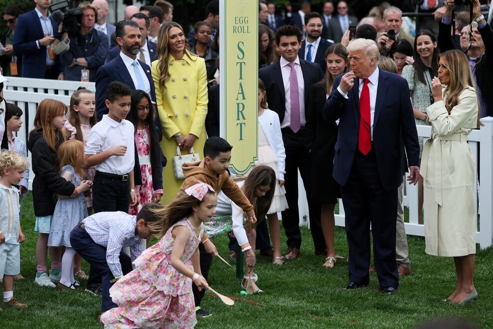تصاویر؛ ترامپ و همسرش میزبان مراسم سالانه قل دادن تخممرغ عید پاک