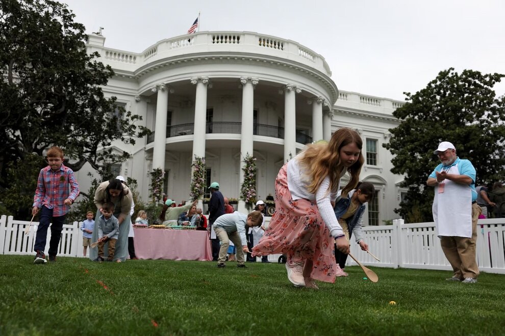 تصاویر؛ ترامپ و همسرش میزبان مراسم سالانه قل دادن تخممرغ عید پاک