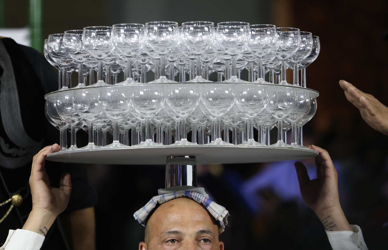 ۴۱۶ لیوان روی سر برای رکورد گینس | تصاویر