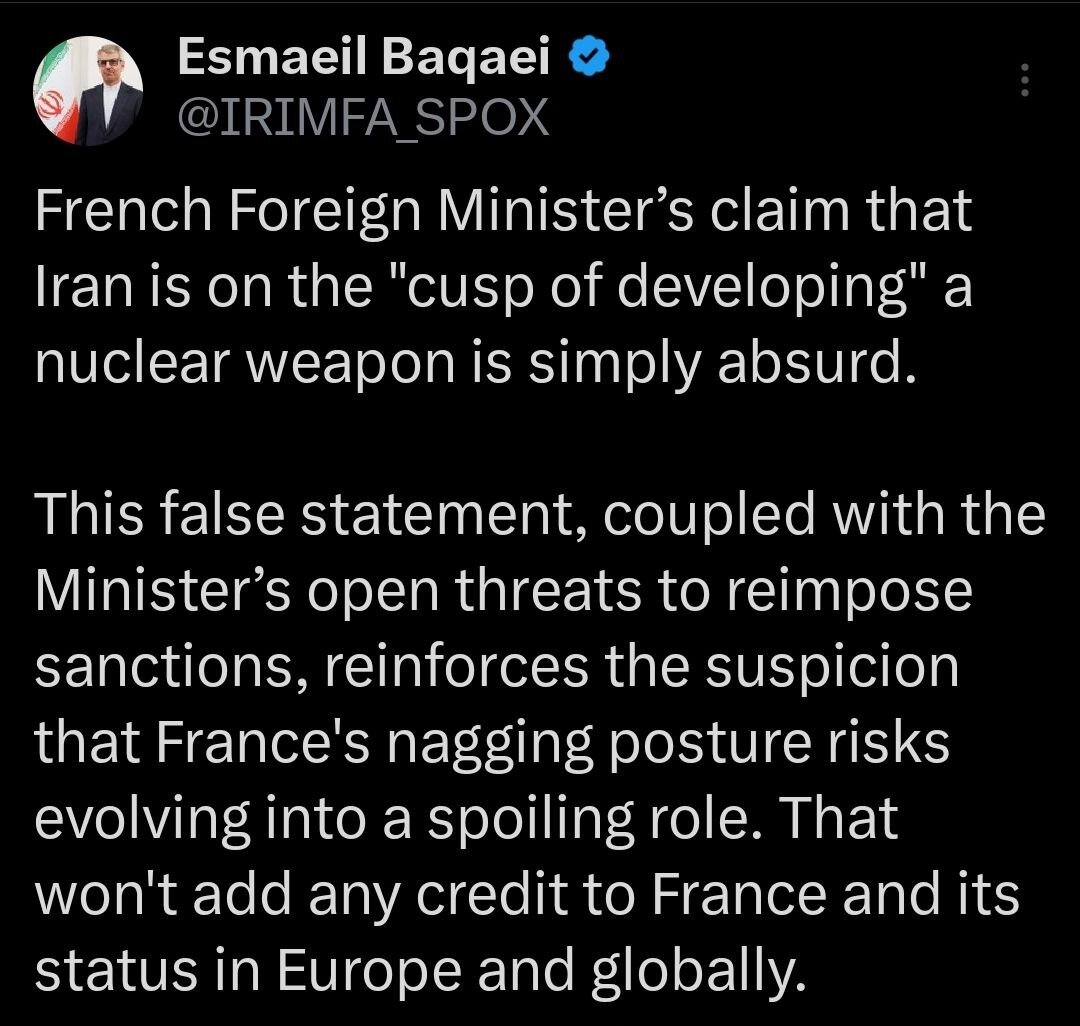واکنش ایران درباره ادعاهای بیاساس فرانسه