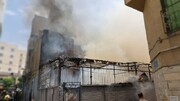 تصاویر جدید از محل آتش سوزی انبار لوازم یدکی موتور سیکلت |‌ وضعیت محل حادثه بعد از اطفای حریق