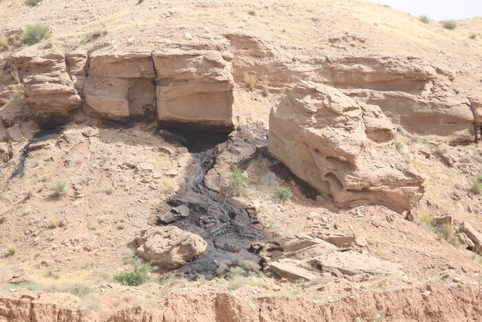 نشت تأسیسات نفتی به آب و محیط زیست در کرمانشاه + ویدئو و عکس