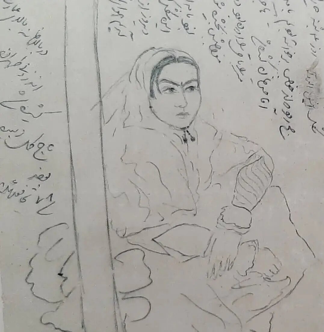 نقاشی جالب ناصرالدین شاه از یکی از زنان حرمسرا