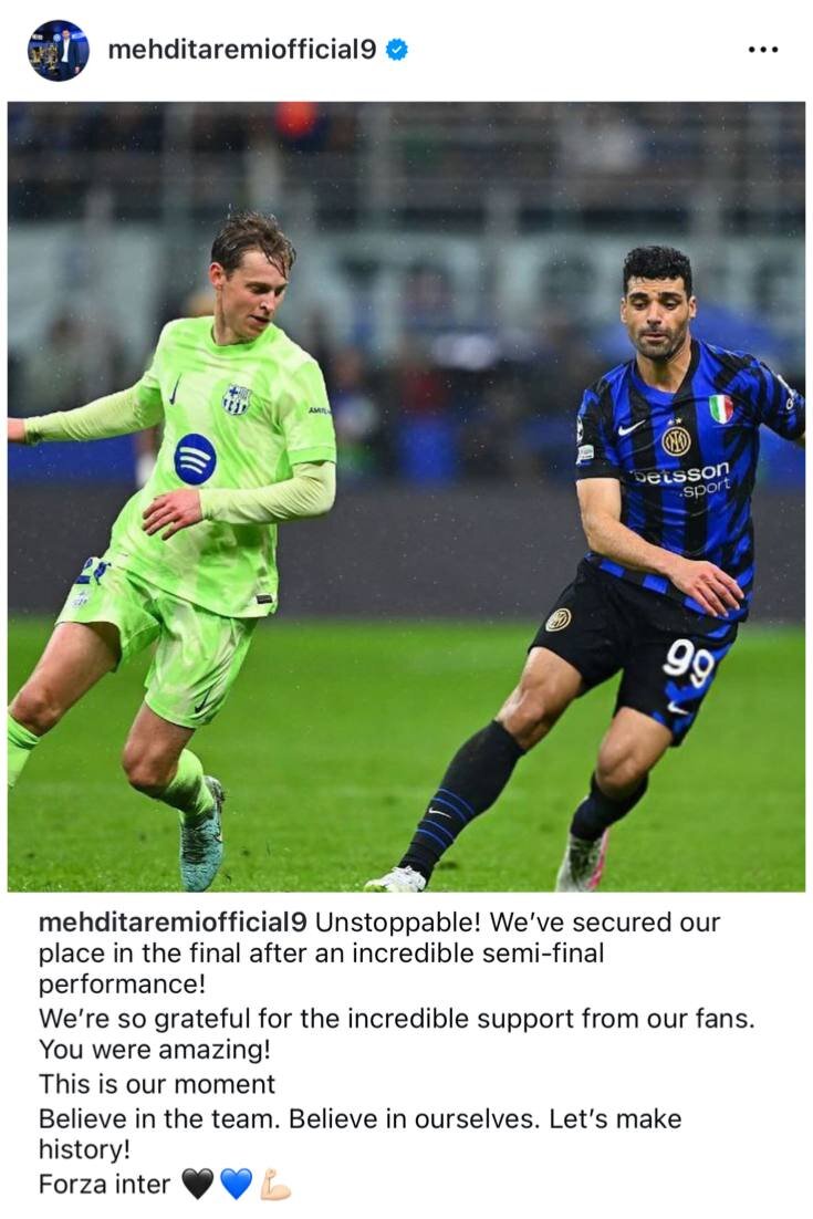 پست احساسی طارمی پس از درخشش مقابل بارسلونا | عکس