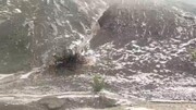 بارش باران و تگرگ در گرمای جنوب در بشاگرد + ویدئو