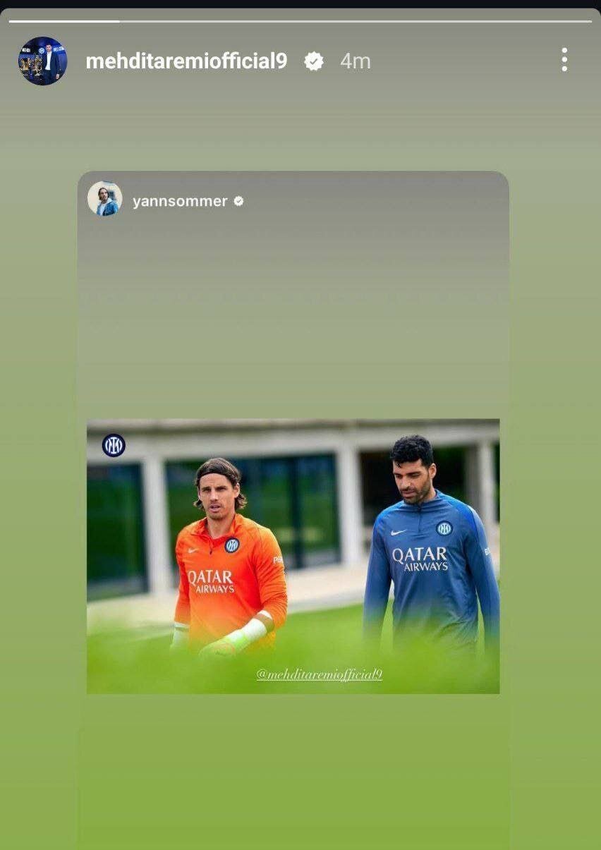 استوری فوق ستاره اینتر برای مهدی طارمی | عکس