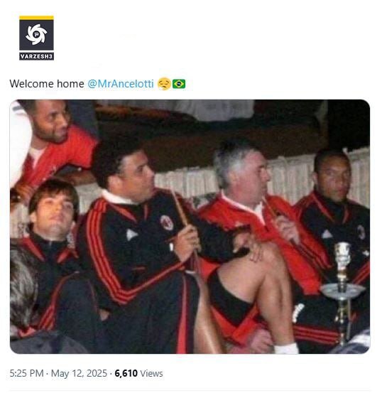 تصویری از قلیان کشیدن کارلو آنچلوتی با فوق ستاره های برزیل | به خانه خوش آمدی رئیس!