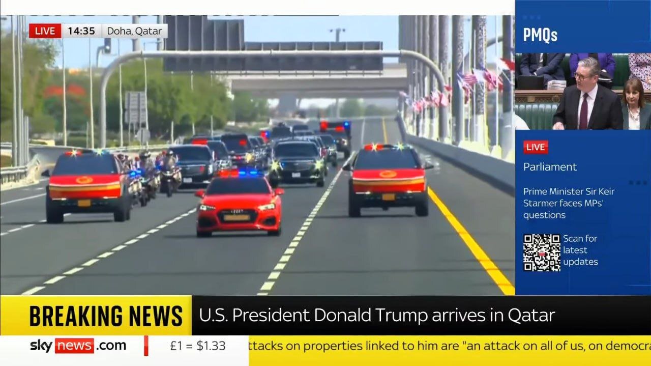 اسکورت ترامپ با خودروهای تسلا سایبرتراک پلیس قطر | عکس