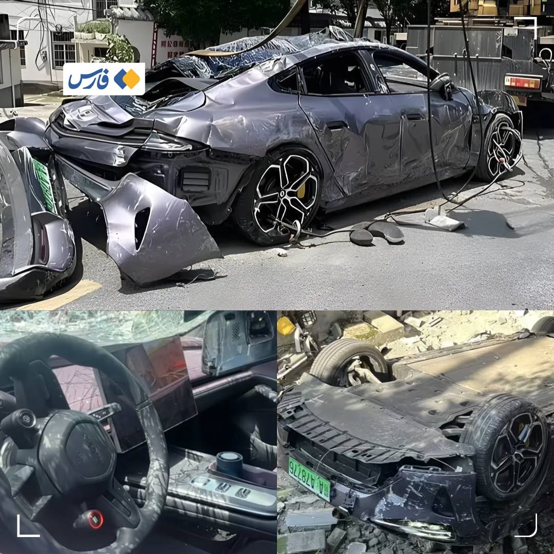 خودروی شیائومی زیر کامیون گل کاشت | تصاویر