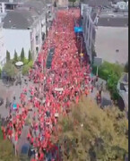 اتحاد ۱۰۰ هزار نفری در لاهه برای همبستگی با فلسطین + ویدئو