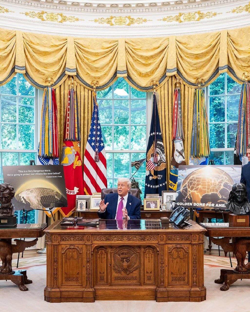رونمایی ترامپ از طرح ۱۷۵ میلیارد دلاری گنبد طلایی آمریکا | تصاویر