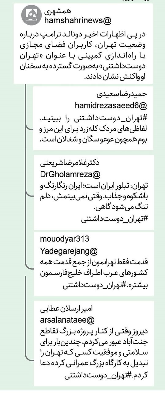 هشتگ #تهران_دوستداشتنی داغ شد