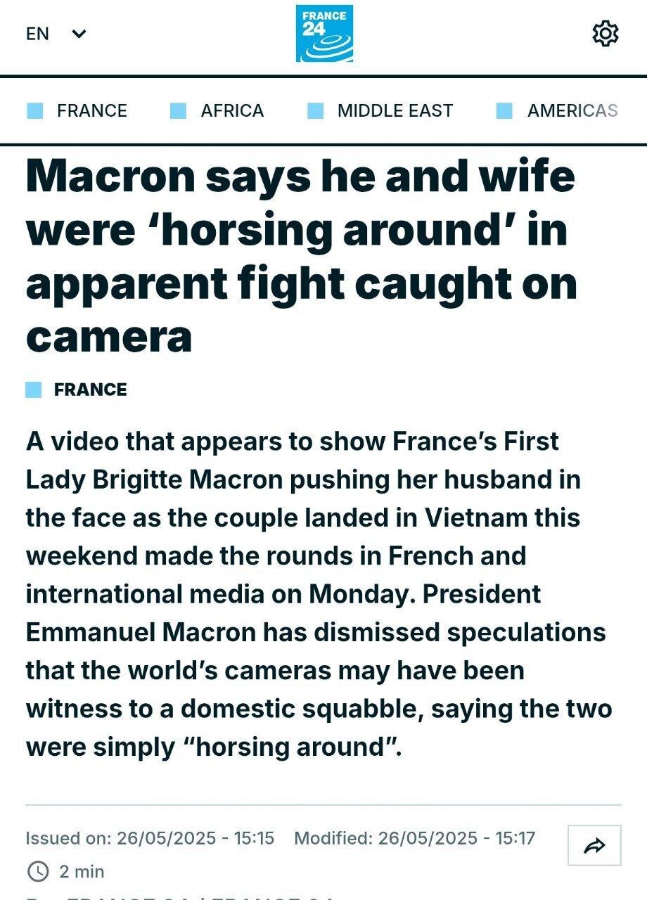 واکنش مکرون به سیلی همسرش