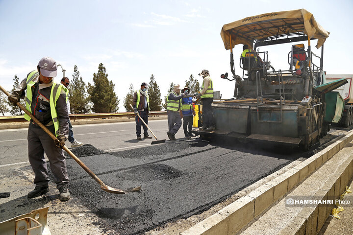آسفالت کاری در اتوبان شهید خرازی