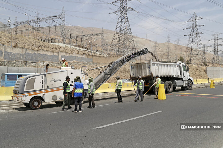 آسفالت کاری در اتوبان شهید خرازی