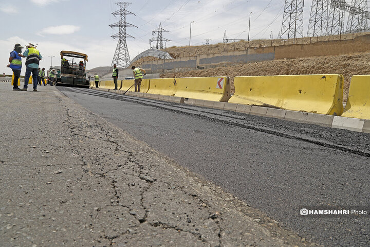 آسفالت کاری در اتوبان شهید خرازی