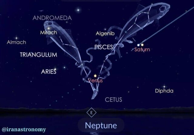 همنشینی دیدنی «بهرام» و «ماه» در شامگاه یکشنبه | درخشش ناهید در آسمان