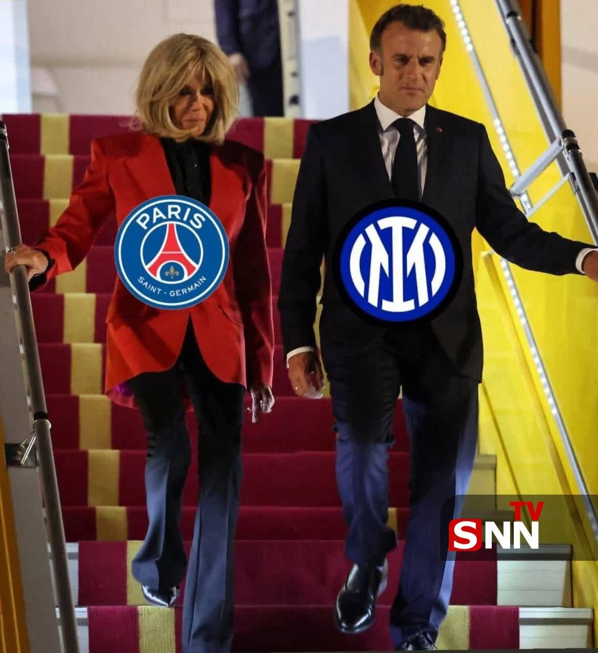 شوخی هواداران پاریسنژرمن با ماجرای سیلی خوردن مکرون از همسرش