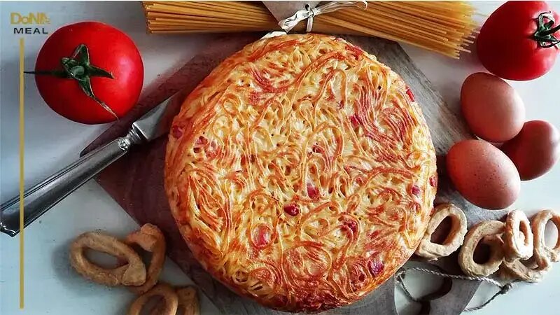 فریتاتا با پاستا ؛ املت لذیذ بدون گوشت با پنیر در فر و تابه