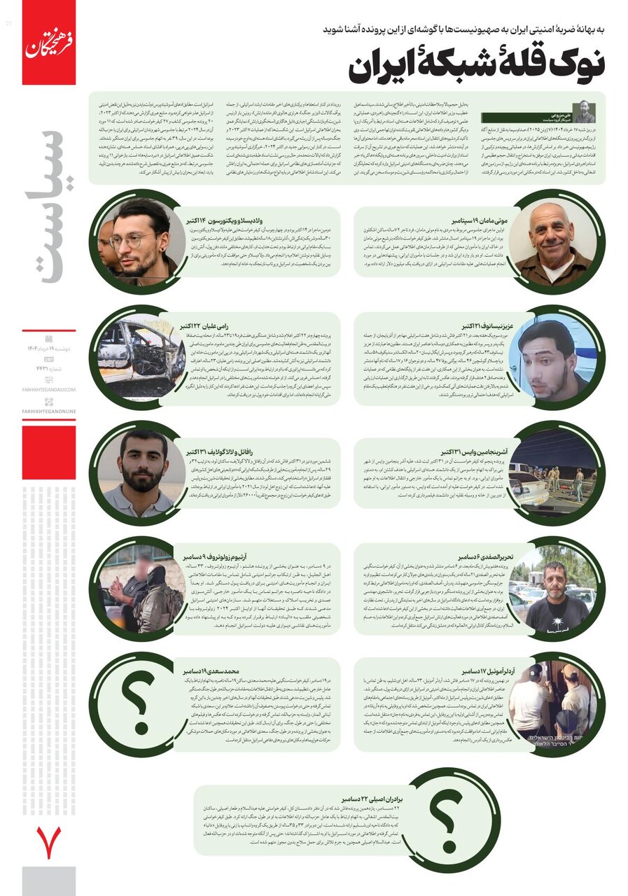 تصویر و جزئیات تازه از جاسوسان ایران در اسرائیل | چند جاسوس دستگیر شده اند؟ ؛ با گوشهای از این پرونده آشنا شوید | این نوک قلۀ شبکۀ ایران است