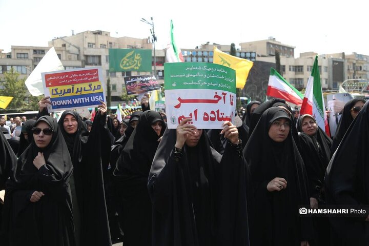 تجمع مردم تهران علیه تهاجم رژیم صهیونیستی به ایران