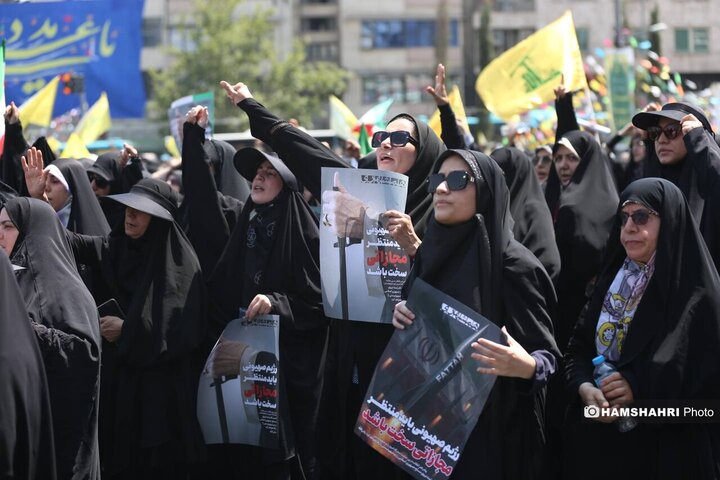 تجمع مردم تهران علیه تهاجم رژیم صهیونیستی به ایران