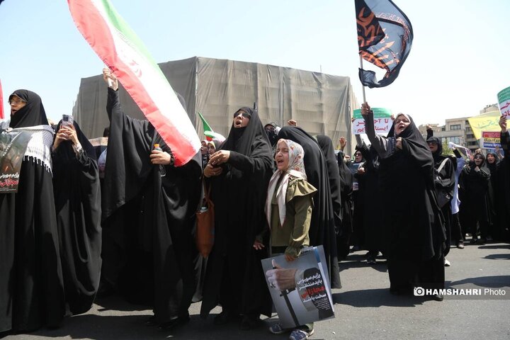 تجمع مردم تهران علیه تهاجم رژیم صهیونیستی به ایران