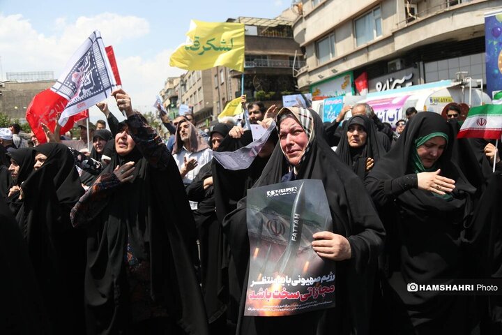 تجمع مردم تهران علیه تهاجم رژیم صهیونیستی به ایران