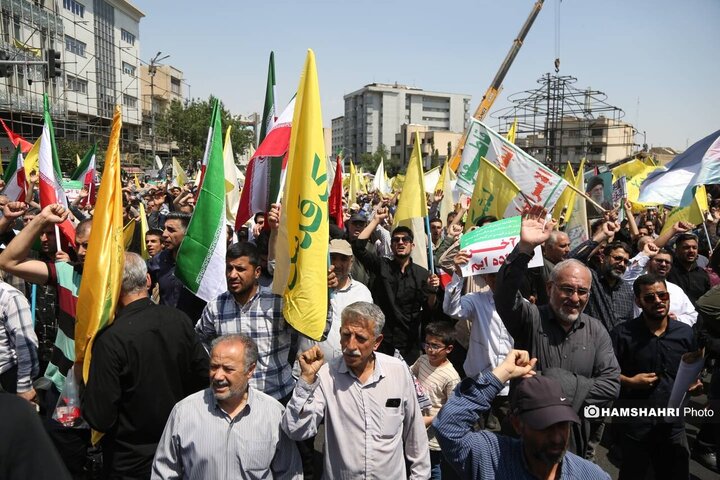 تجمع مردم تهران علیه تهاجم رژیم صهیونیستی به ایران