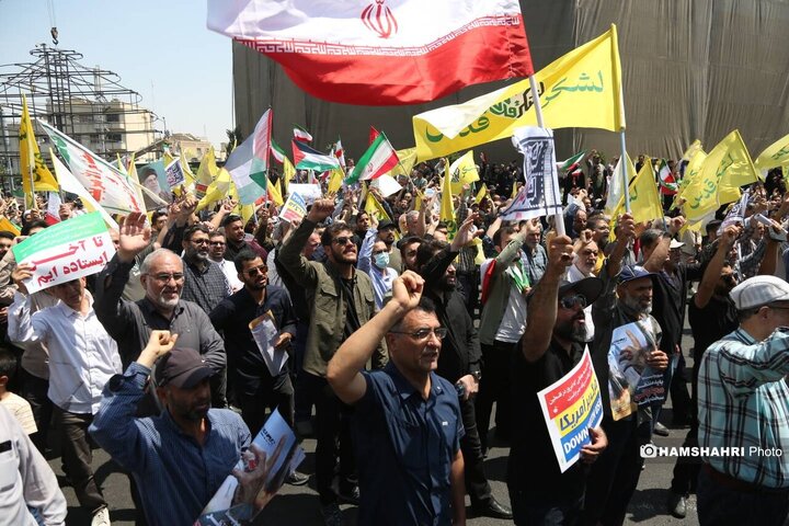 تجمع مردم تهران علیه تهاجم رژیم صهیونیستی به ایران