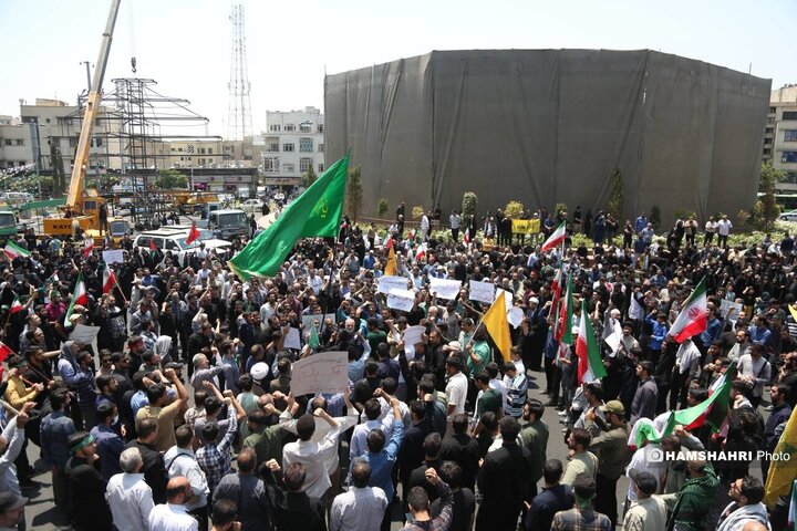 تجمع مردم تهران علیه تهاجم رژیم صهیونیستی به ایران