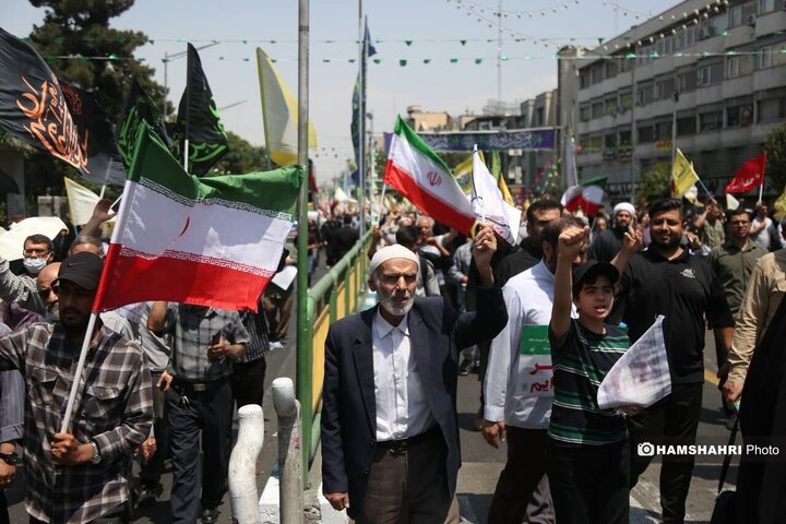 تجمع مردم تهران علیه تهاجم رژیم صهیونیستی به ایران