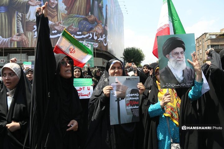 تجمع مردم تهران علیه تهاجم رژیم صهیونیستی به ایران