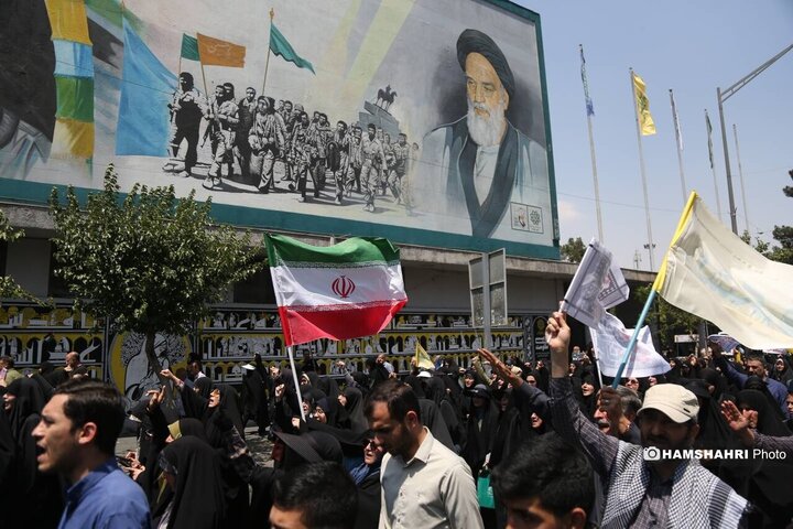 تجمع مردم تهران علیه تهاجم رژیم صهیونیستی به ایران