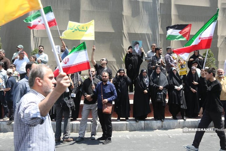 تجمع مردم تهران علیه تهاجم رژیم صهیونیستی به ایران