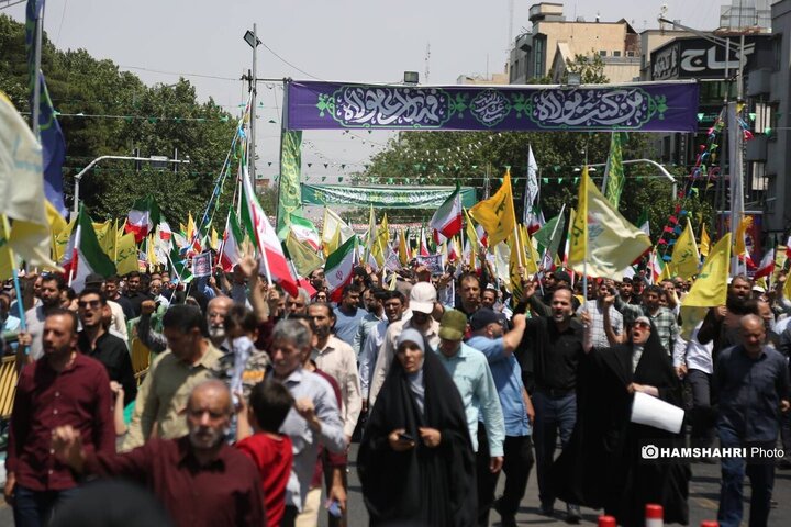 تجمع مردم تهران علیه تهاجم رژیم صهیونیستی به ایران