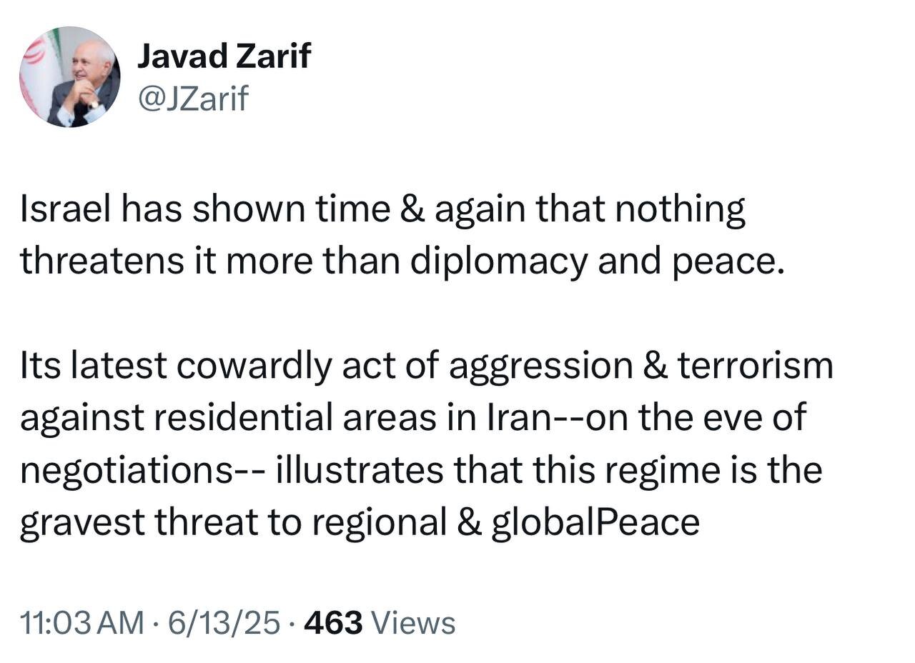 واکنش محمدجواد ظریف به حملات تروریستی رژیم صهیونیستی