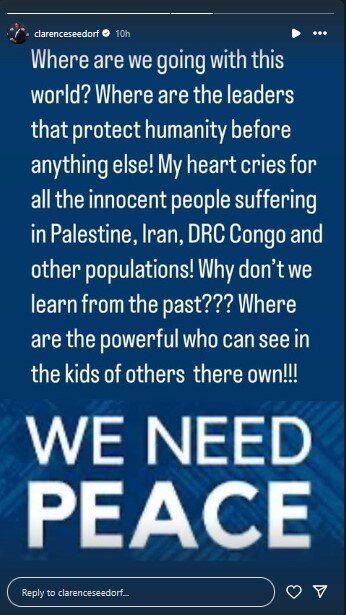 فریاد انسانی سیدورف؛ جهان به صلح نیاز دارد + عکس