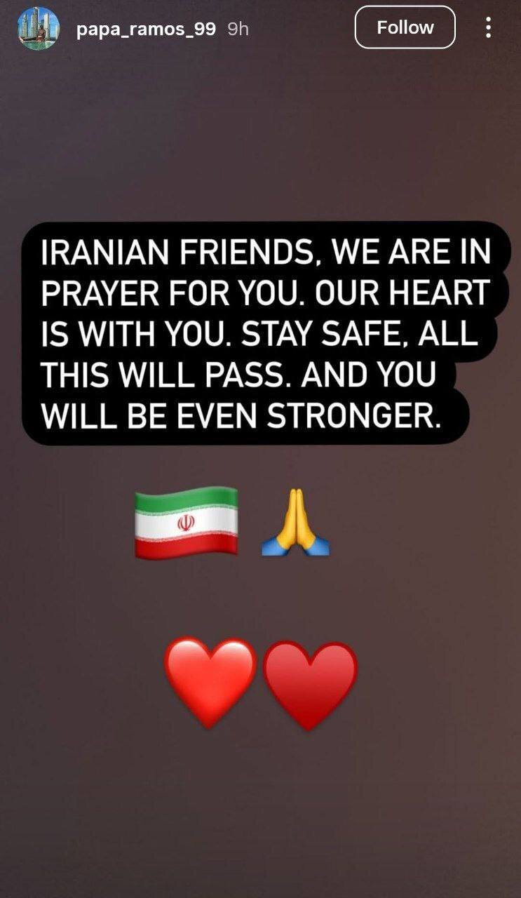 پیام همدردی مدافع خارجی گلگهر با مردم ایران + عکس