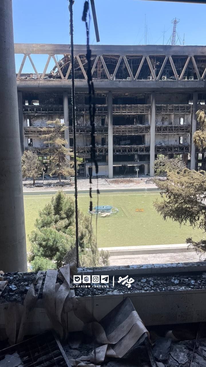 واضح ترین تصاویر از ساختمان صداوسیما بعد از حمله اسرائیل + تصاویر