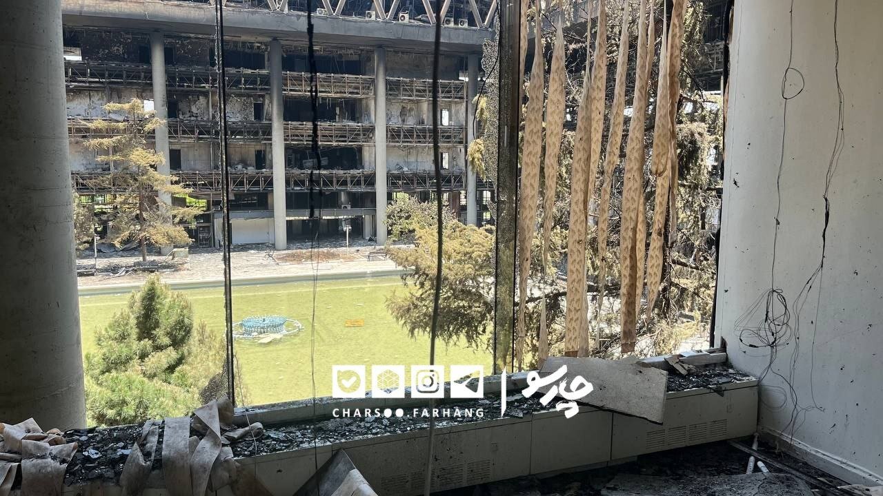 واضح ترین تصاویر از ساختمان صداوسیما بعد از حمله اسرائیل + تصاویر