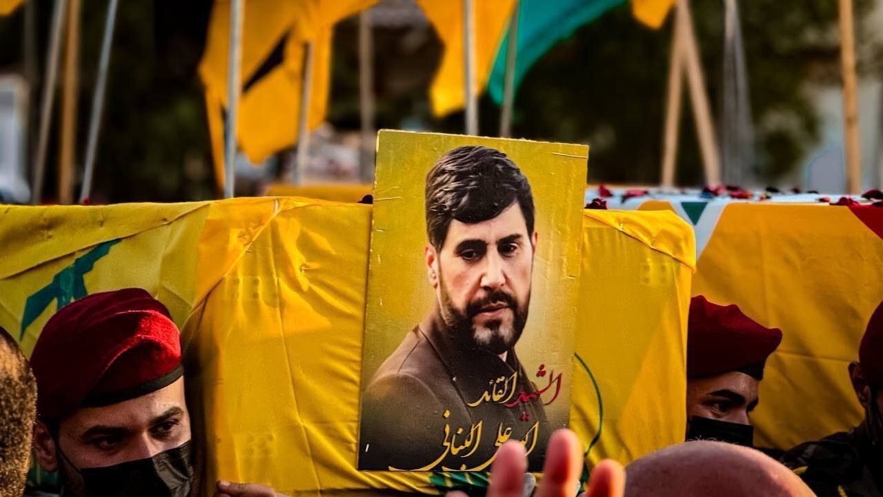 تصاویری از مراسم تشییع حاج ابوعلی الخلیل سرتیم حفاظت سید حسن نصرالله