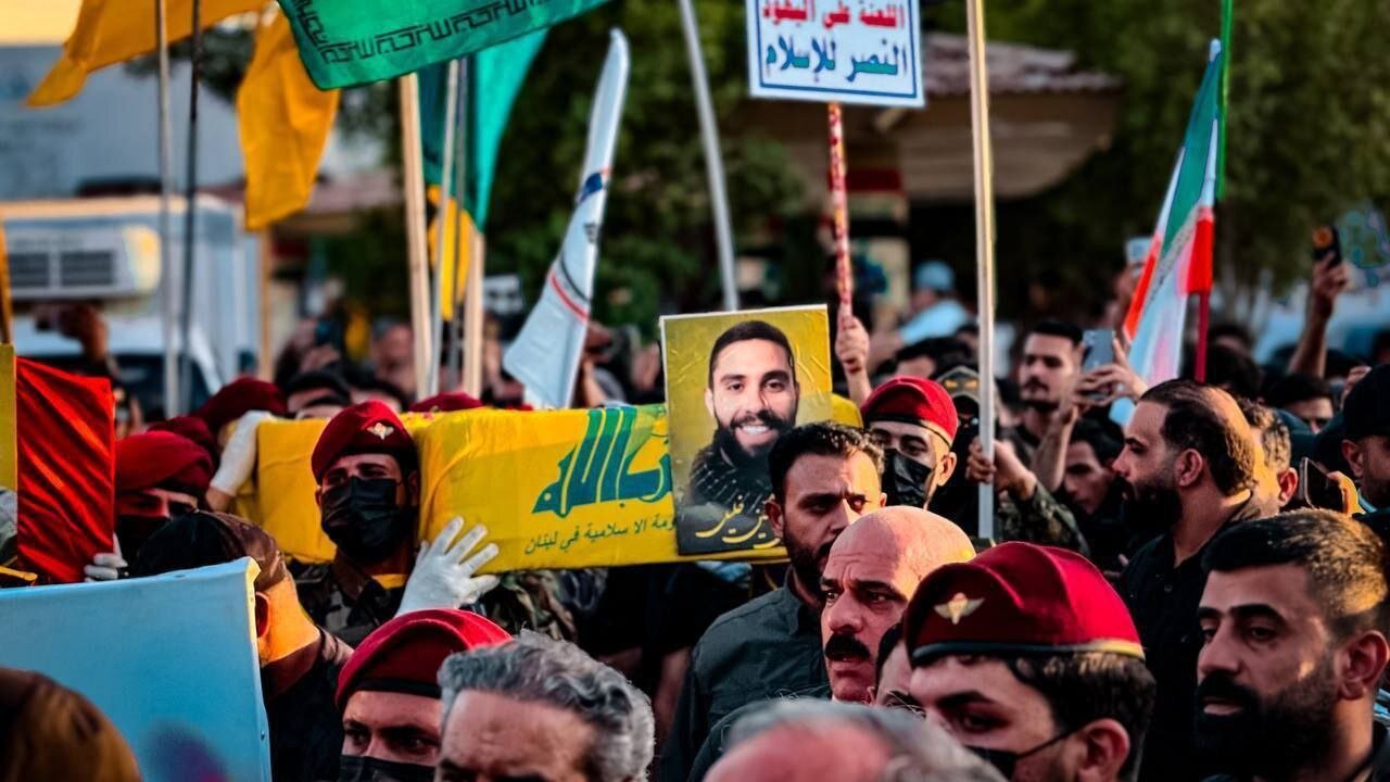 تصاویری از مراسم تشییع حاج ابوعلی الخلیل سرتیم حفاظت سید حسن نصرالله